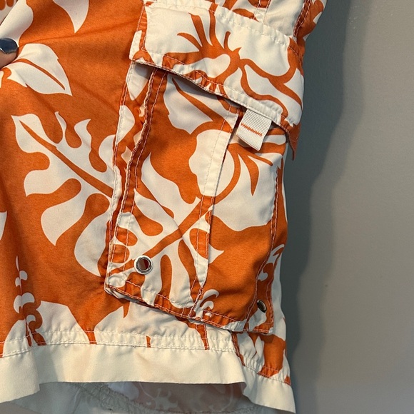 Arizona Jean Company Floral Orange and White Swim Trunks - Picture 3 of 6